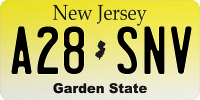 NJ license plate A28SNV