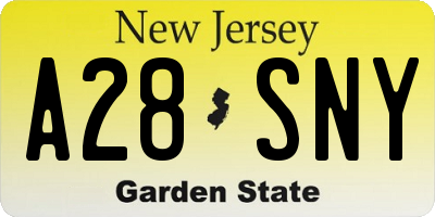 NJ license plate A28SNY