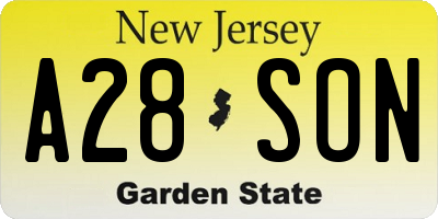 NJ license plate A28SON