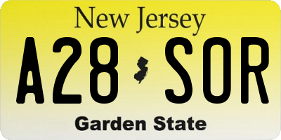 NJ license plate A28SOR
