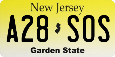 NJ license plate A28SOS