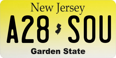 NJ license plate A28SOU