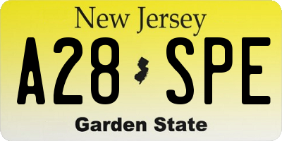 NJ license plate A28SPE