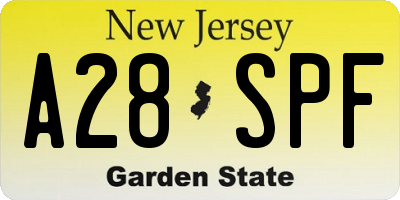 NJ license plate A28SPF