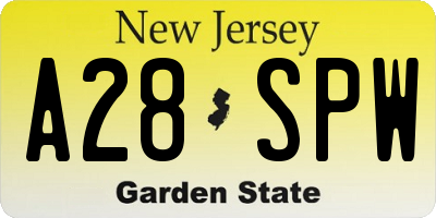 NJ license plate A28SPW