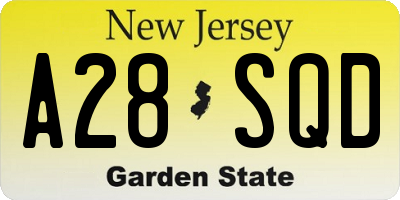 NJ license plate A28SQD