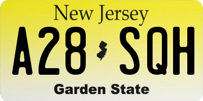 NJ license plate A28SQH