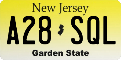 NJ license plate A28SQL