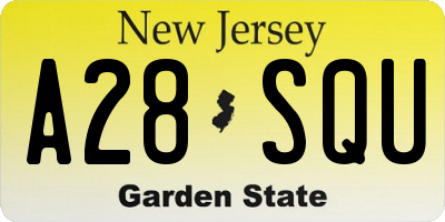 NJ license plate A28SQU