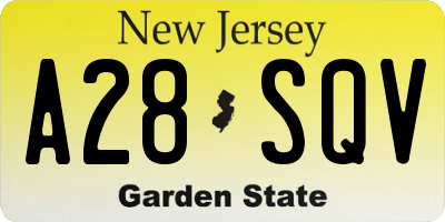 NJ license plate A28SQV