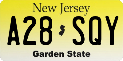 NJ license plate A28SQY