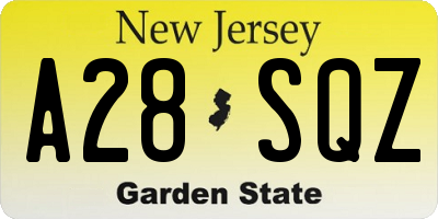 NJ license plate A28SQZ