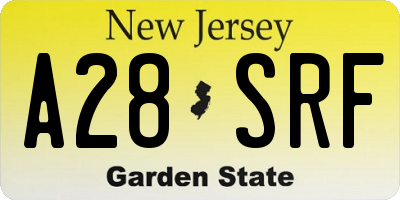 NJ license plate A28SRF