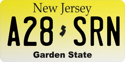 NJ license plate A28SRN