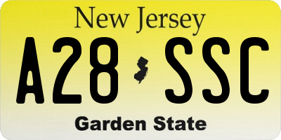NJ license plate A28SSC