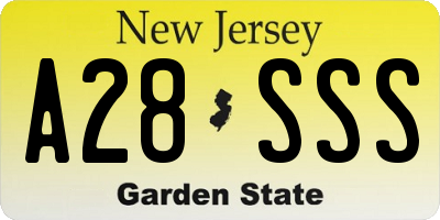 NJ license plate A28SSS