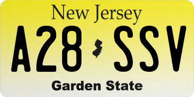 NJ license plate A28SSV