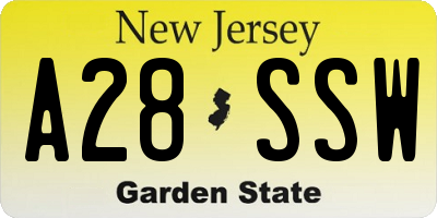 NJ license plate A28SSW
