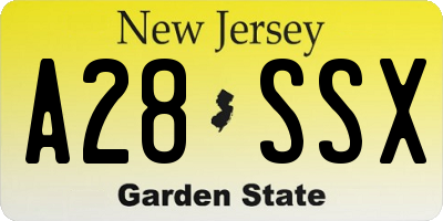 NJ license plate A28SSX
