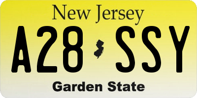 NJ license plate A28SSY