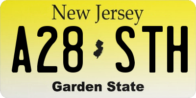 NJ license plate A28STH
