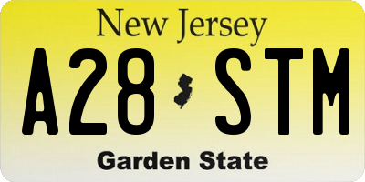 NJ license plate A28STM