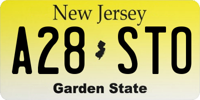 NJ license plate A28STO