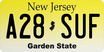 NJ license plate A28SUF