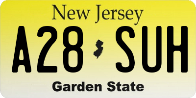 NJ license plate A28SUH