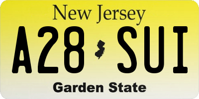 NJ license plate A28SUI