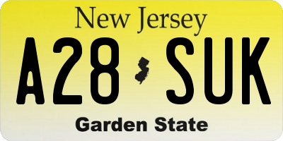 NJ license plate A28SUK