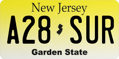 NJ license plate A28SUR