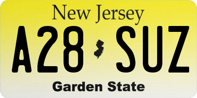 NJ license plate A28SUZ
