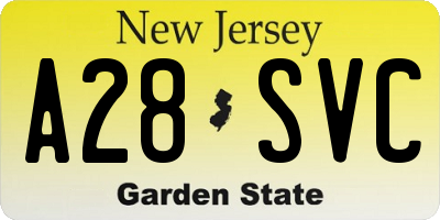 NJ license plate A28SVC