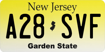 NJ license plate A28SVF