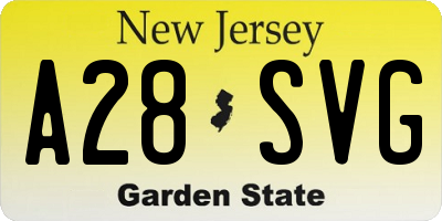NJ license plate A28SVG