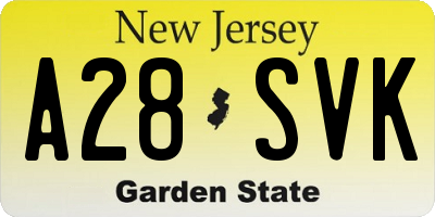 NJ license plate A28SVK