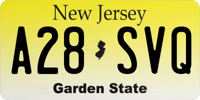 NJ license plate A28SVQ