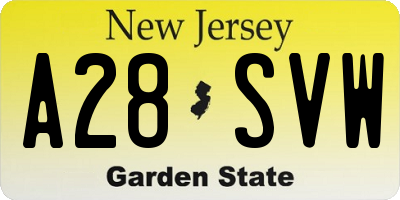 NJ license plate A28SVW