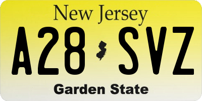NJ license plate A28SVZ