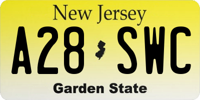 NJ license plate A28SWC