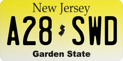 NJ license plate A28SWD