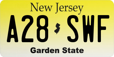 NJ license plate A28SWF
