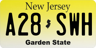 NJ license plate A28SWH
