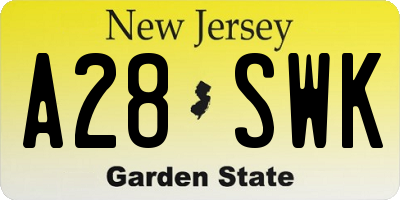 NJ license plate A28SWK