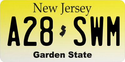 NJ license plate A28SWM