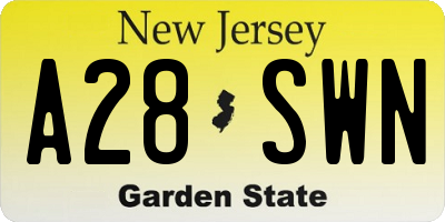 NJ license plate A28SWN