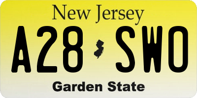 NJ license plate A28SWO