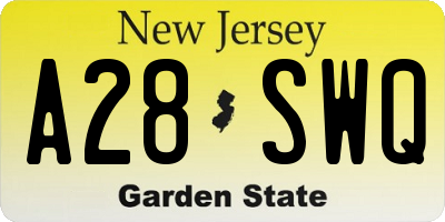 NJ license plate A28SWQ
