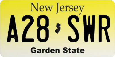 NJ license plate A28SWR